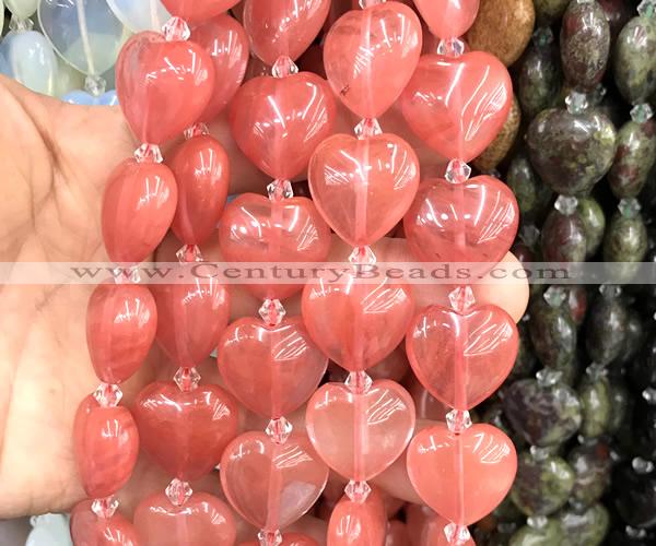 CHG202 15 inches 20mm heart cherry quartz beads wholesale