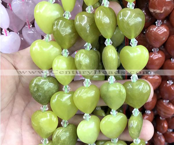 CHG207 15 inches 20mm heart lemon jade beads wholesale