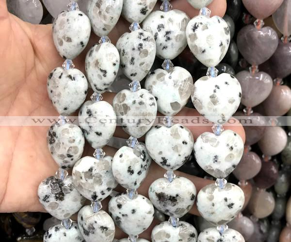 CHG210 15 inches 20mm heart sesame jasper beads wholesale