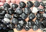 CHG215 15 inches 20mm heart black water jasper beads wholesale