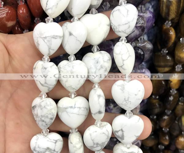 CHG219 15 inches 20mm heart white howlite beads wholesale