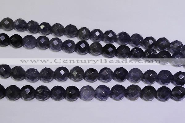 CIL33 15.5 inches 9mm faceted round natural iolite gemstone beads