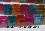 CKQ116 15.5 inches 10*10mm cube dyed crackle quartz beads