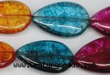 CKQ125 15.5 inches 18*25mm flat teardrop dyed crackle quartz beads