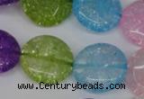 CKQ175 15.5 inches 20mm flat round dyed crackle quartz beads