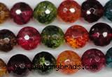 CKQ44 15.5 inches 12mm faceted round dyed crackle quartz beads