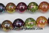 CKQ85 15.5 inches 14mm round AB-color dyed crackle quartz beads