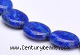 CLA33 12*15mm flat oval deep blue dyed lapis lazuli beads