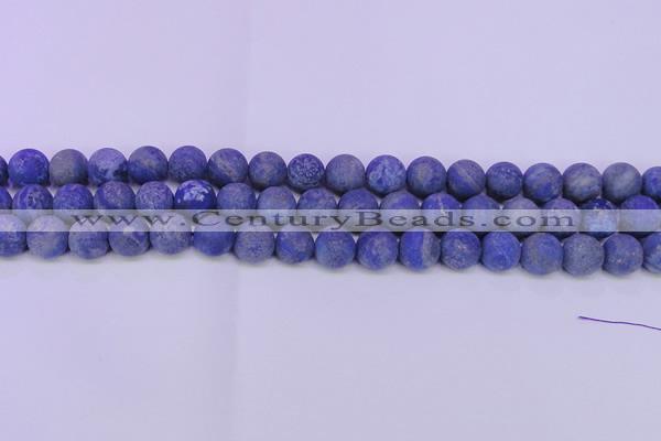 CLA65 15.5 inches 14mm round matte lapis lazuli beads