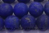 CLA75 15.5 inches 14mm round matte lapis lazuli beads wholesale