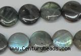 CLB170 15.5 inches 16mm flat round labradorite gemstone beads