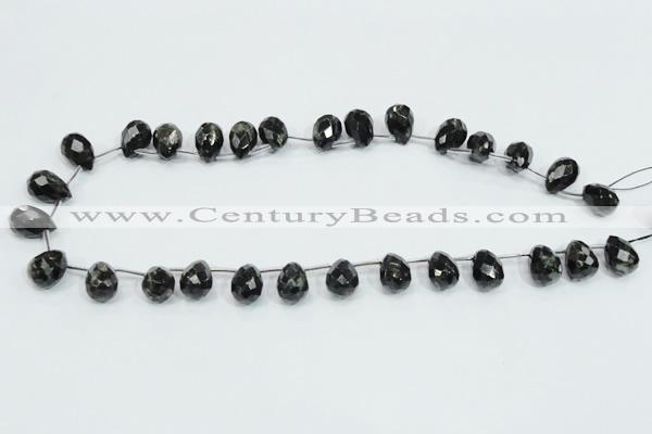 CLB319 10*14mm top-drilled faceted teardrop black labradorite beads