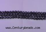 CLB370 15.5 inches 4mm round matte black labradorite beads