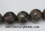 CLB406 15.5 inches 16mm faceted round grey labradorite beads