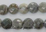 CLB88 15.5 inches 12mm faceted coin labradorite beads wholesale