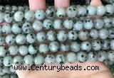 CLJ432 15.5 inches 10mm faceted round sesame jasper beads