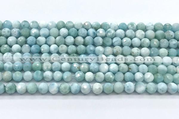 CLR163 15 inches 6mm faceted round larimar gemstone beads