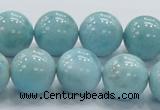 CLR22 15.5 inches 16mm round grade AA natural larimar gemstone beads