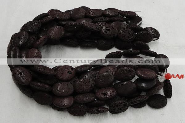 CLV209 15.5 inches 18*25mm oval coffee natural lava beads wholesale