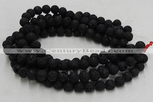 CLV214 15.5 inches 12mm round black natural lava beads wholesale