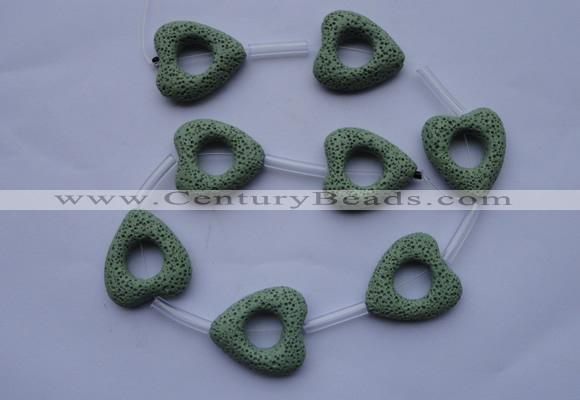 CLV29 15.5 inches 27*29mm heart green natural lava beads wholesale