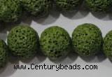 CLV464 15.5 inches 16mm round dyed green lava beads wholesale