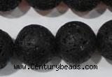 CLV490 15.5 inches 20mm round black lava beads wholesale