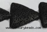 CLV53 15 inches 26*28mm triangle black natural lava beads wholesale