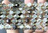 CME459 15 inches 8mm faceted bicone green phantom quartz beads