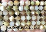 CME811 15 inches 8*10mm faceted bicone green rutilated quartz beads