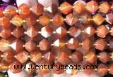 CME833 15 inches 8*10mm faceted bicone red banded agate beads