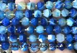 CME834 15 inches 8*10mm faceted bicone blue banded agate beads