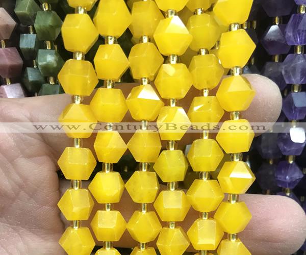 CME844 15 inches 8*10mm faceted bicone yellow candy jade beads