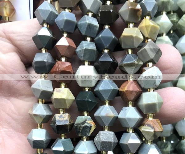 CME860 15 inches 8*10mm faceted bicone American picture jasper beads