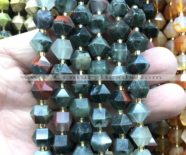 CME862 15 inches 8*10mm faceted bicone African blood jasper beads