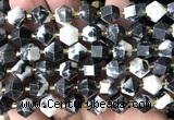 CME867 15 inches 8*10mm faceted bicone black & white jasper beads