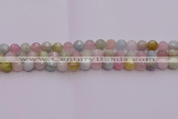 CMG211 15.5 inches 8mm faceted round morganite beads wholesale