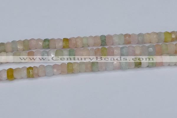 CMG217 15.5 inches 5*9mm faceted rondelle morganite beads