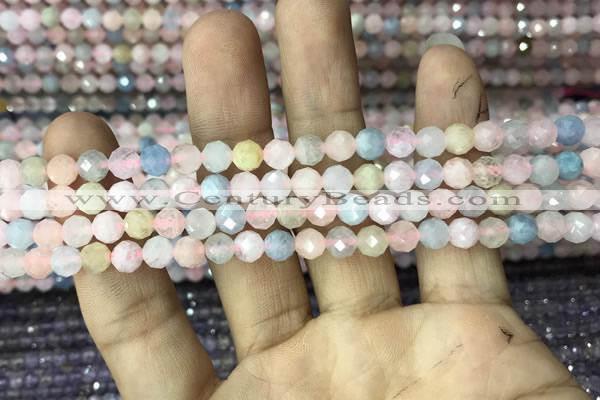 CMG321 15.5 inches 6mm faceted round morganite gemstone beads