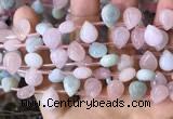 CMG355 Top drilled 9*12mm flat teardrop natural morganite beads