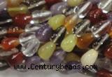 CMQ22 15.5 inches 6*10mm teardrop multicolor quartz beads