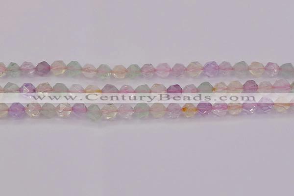 CMQ367 15.5 inches 8mm faceted nuggets mixed quartz beads