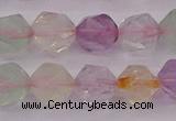 CMQ369 15.5 inches 12mm faceted nuggets mixed quartz beads