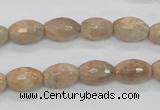 CMS101 15.5 inches 8*12mm faceted rice moonstone gemstone beads