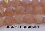 CMS1132 15.5 inches 8mm faceted nuggets peach moonstone beads