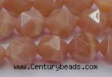 CMS1134 15.5 inches 12mm faceted nuggets peach moonstone beads