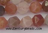 CMS1139 15.5 inches 12mm faceted nuggets rainbow moonstone beads