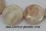 CMS116 15.5 inches 25mm faceted coin moonstone gemstone beads