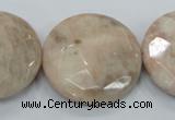 CMS117 15.5 inches 30mm faceted coin moonstone gemstone beads