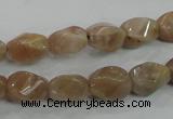 CMS118 15.5 inches 8*12mm twisted rice moonstone gemstone beads